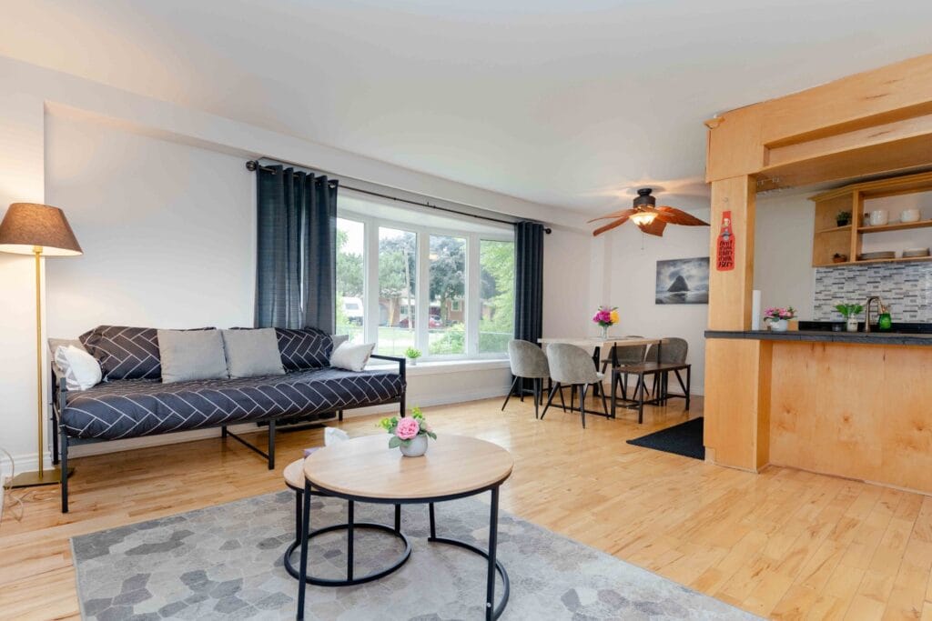 ENSŌ Listing 24 Gentry Cres, Richmond Hill Lower unit hallway and living area with bright lighting